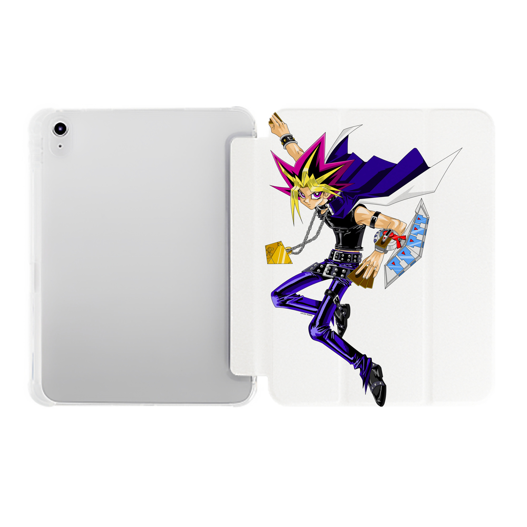 （画像用） 遊☆戯☆王 Yu-Gi-Oh! IPad ケース ペン収納付き 三つ折りスタンド PUレザー×シリコン 対応機種9.5/10.5/10.9インチ